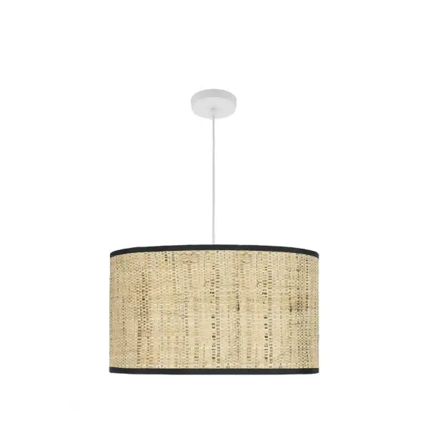 Lámpara Colgante Blanco/Cañizo Oscuro Blanco Cañizo Oscuro Metal / Textil 3xE27