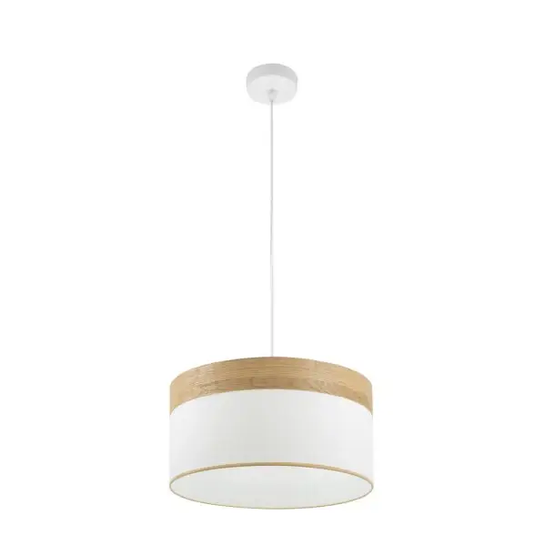Lámpara Colgante Blanco/Madera Clara Blanco Madera Clara/Blanco  1xE27