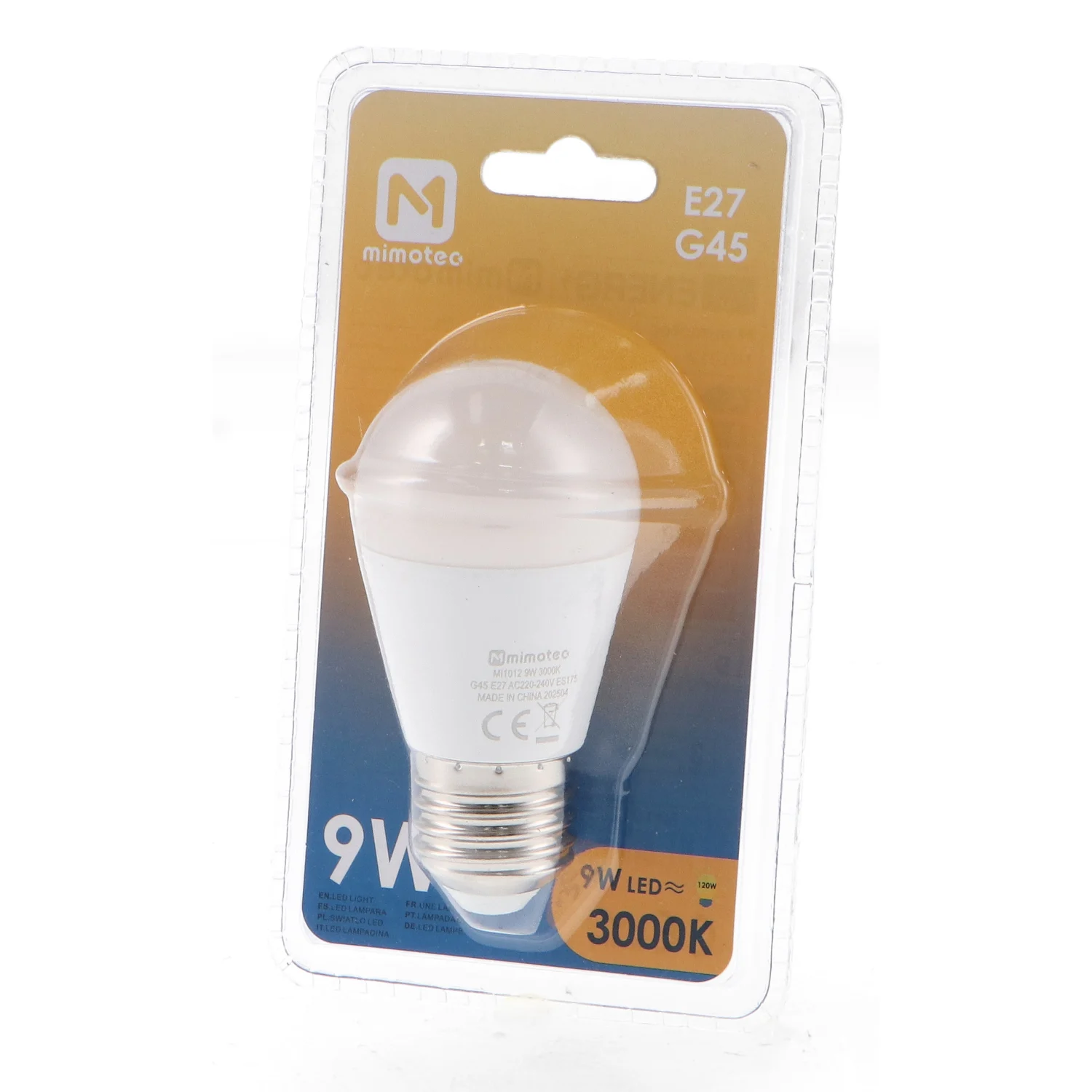 Bombilla LED E27 G45 9W IP20