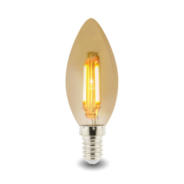 Bombilla LED Filamento E14 C37 4W Ámbar