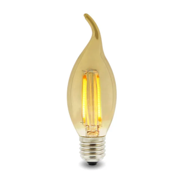 Bombilla LED Filamento Vela E14 C35 Punta  4W Ámbar