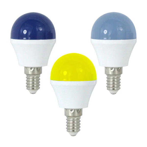 Bombilla LED G45 E14 1W de Colores / Azul y Amarillo