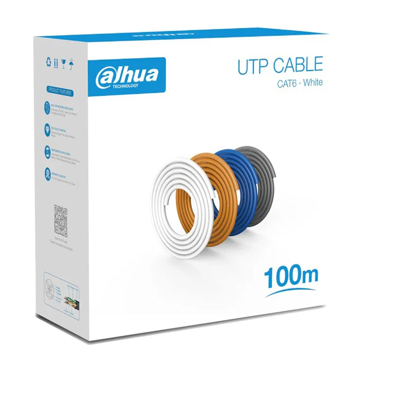 Cable de de RED RJ45 Dahua CAT6 100M 100% Cobre Blanco