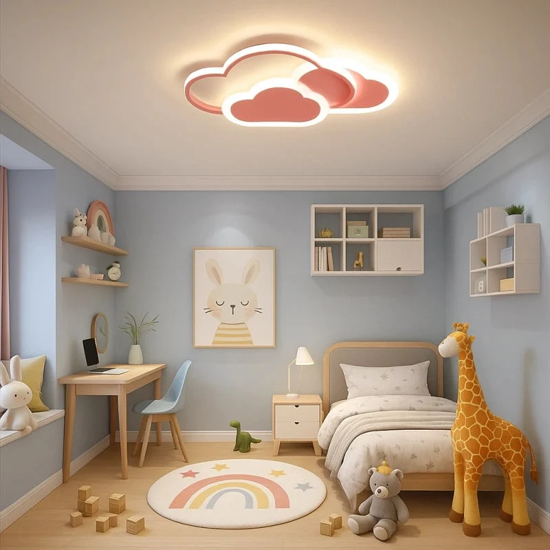 Lámpara de techo infantil nube led regulable para dormitorio