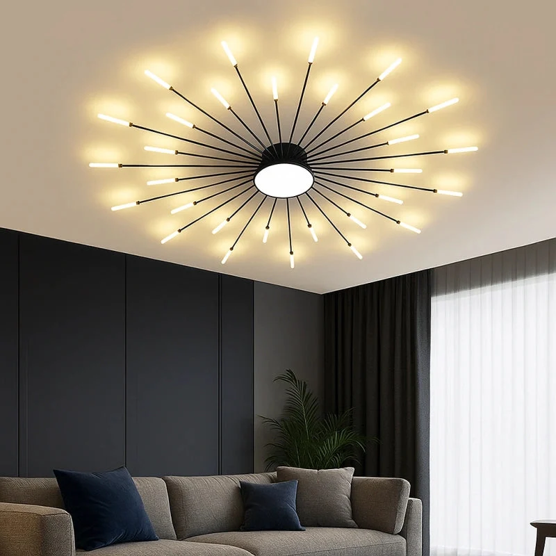 Lámpara de techo Sputnik moderna LED regulable para salón