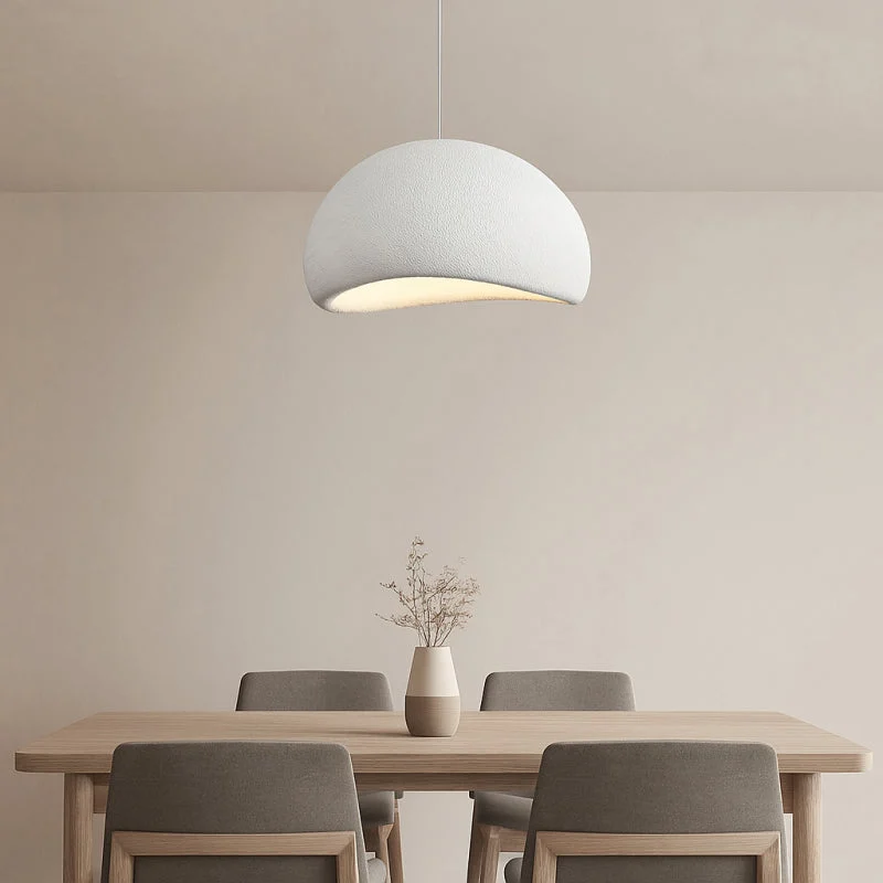 Lámpara colgante Japandi LED de resina blanca para comedor