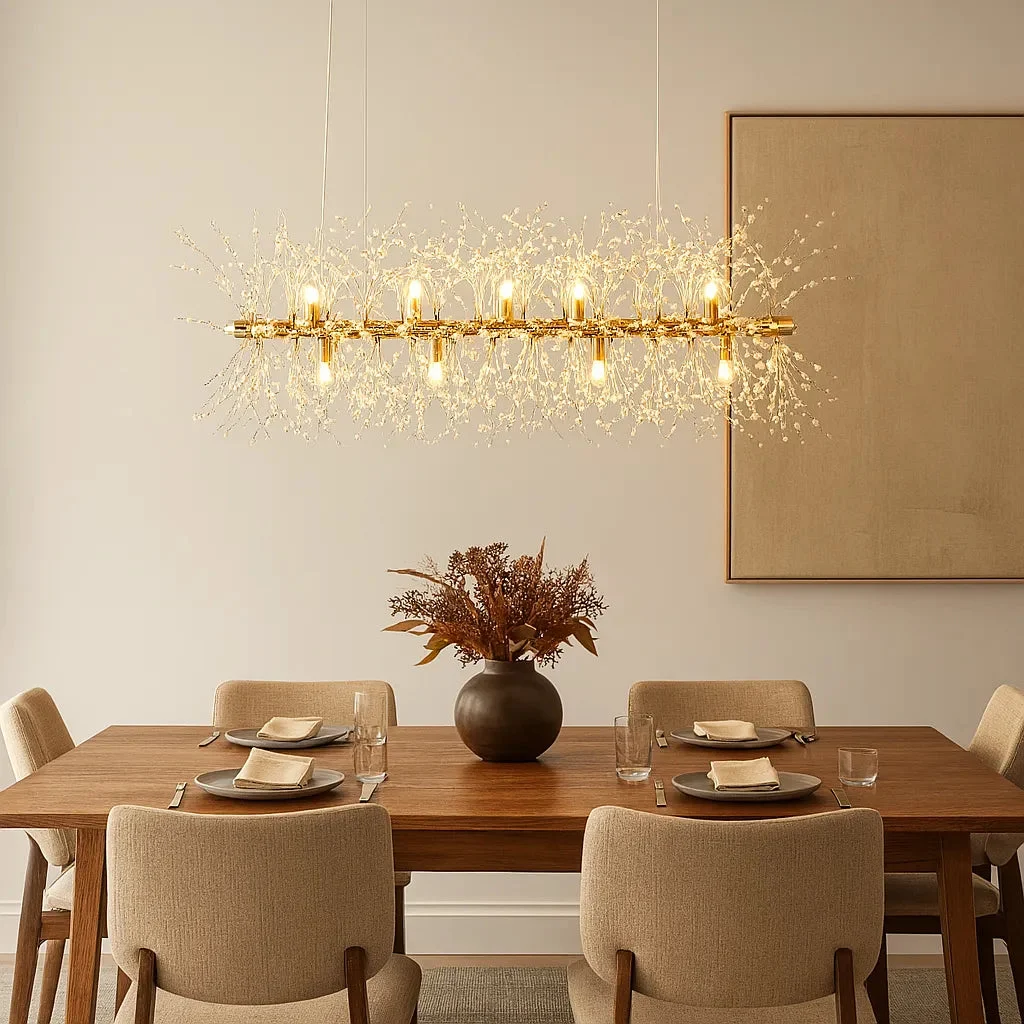 Lámpara colgante sputnik led de cristal moderna regulable en altura para comedor