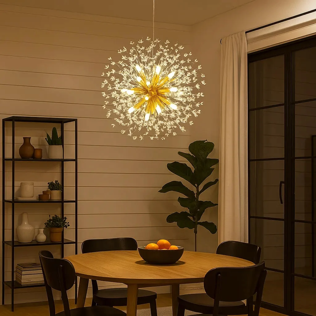 Lámpara colgante sputnik de cristal para comedor con altura ajustable