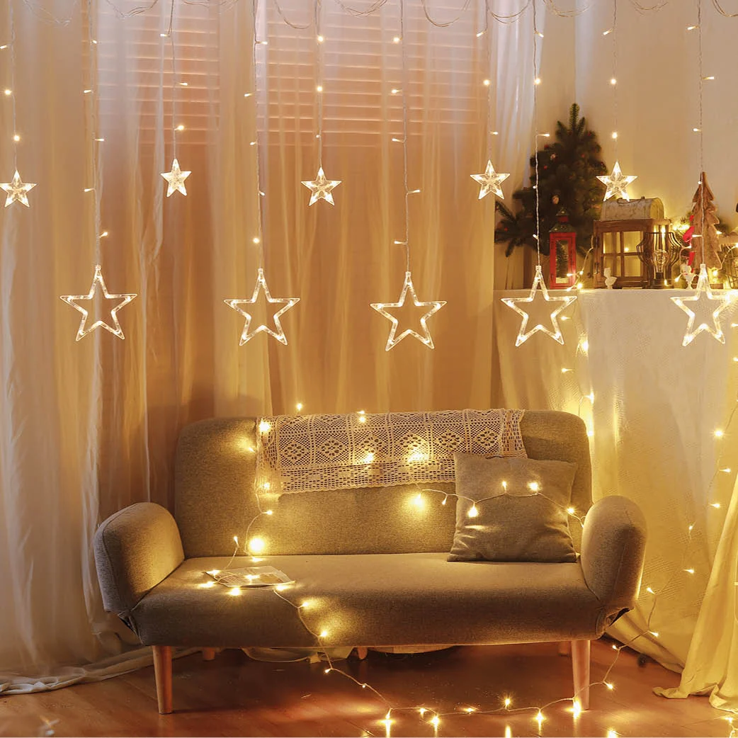 Cortina LED Luminosa con 8 Funciones Estrellas 3.6W 138LEDs IP44 + Mando a Distancia