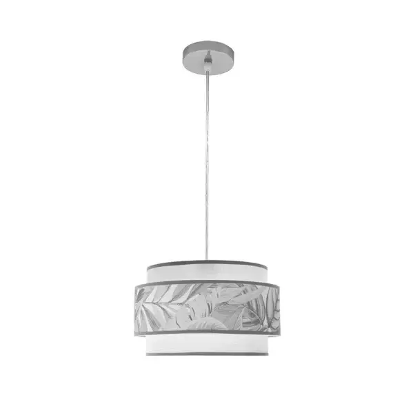 Lámpara Colgante Cromo/Blanco/Gris Cromo Blanco / Gris Metal / Textil 1xE27