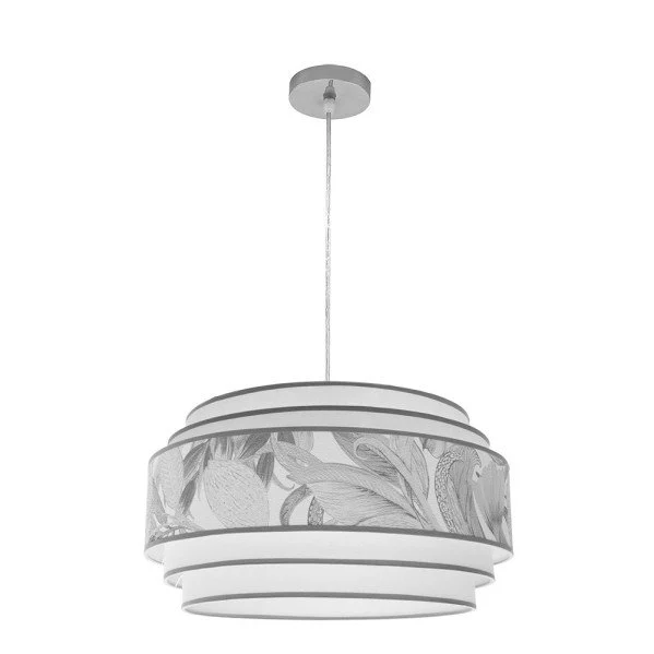 Lámpara Colgante Cromo/Blanco/Gris Cromo Blanco / Gris Metal / Textil 3xE27