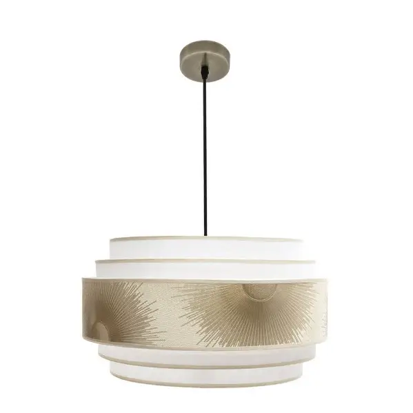 Lámpara Colgante Cuero/Blanco/Oro Cuero Blanco / Oro Metal / Textil 3xE27