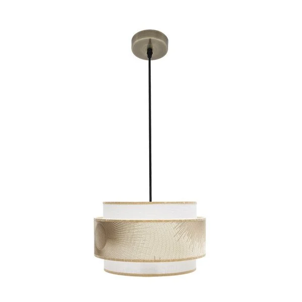 Lámpara Colgante Cuero/Blanco/Oro Cuero Blanco / Oro Metal / Textil 1xE27