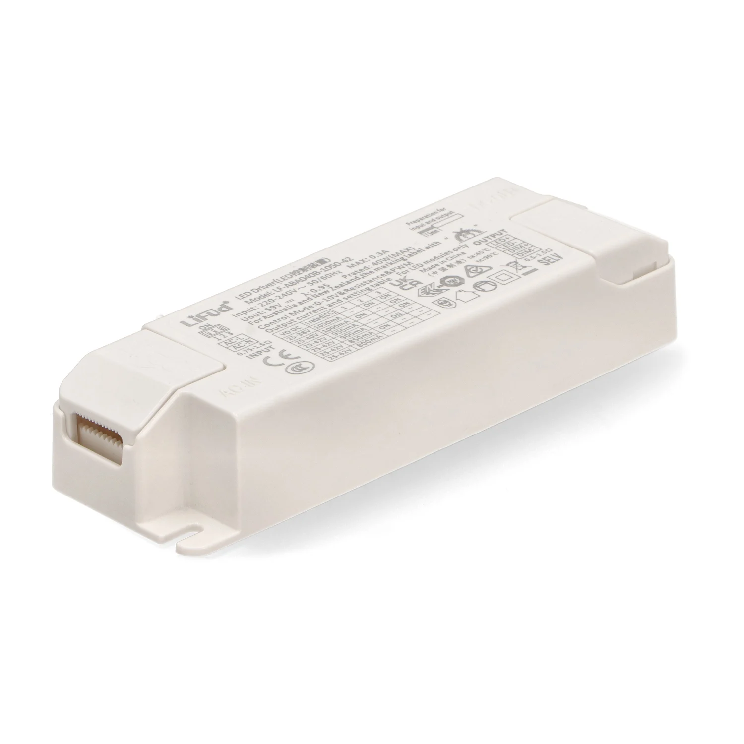 Driver LIFUD Salida 220-240V DC 42W No flicker LF-ABA040B-1050-42