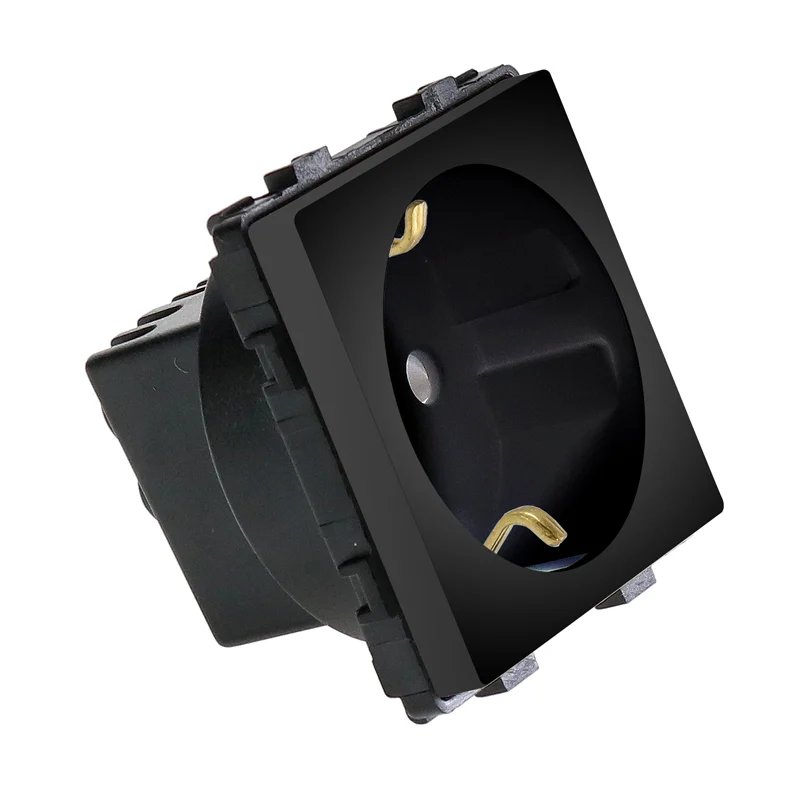 Enchufe Tipo F Schuko 16A IP20 Negro Serie Modern