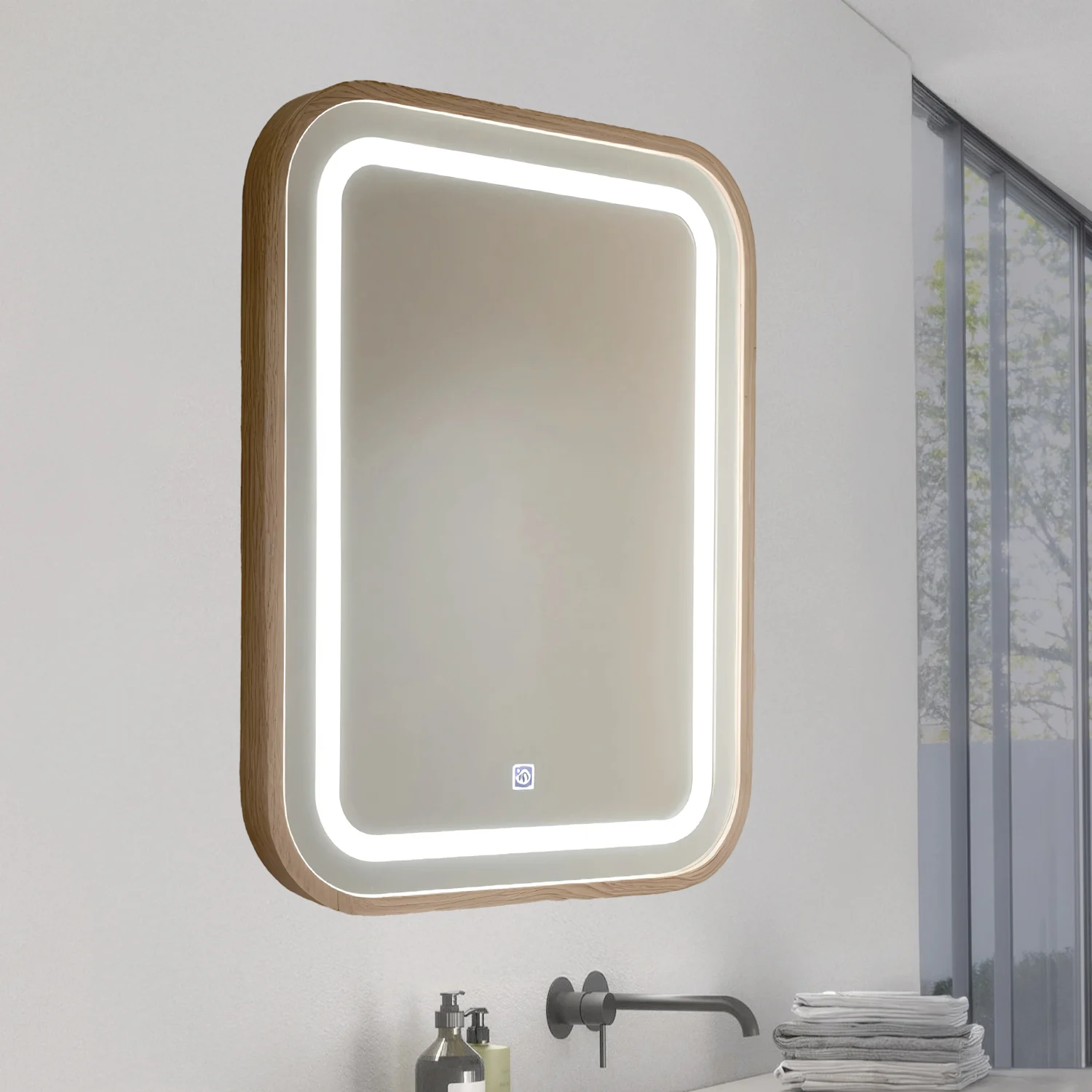 Espejo para Baño LED 15W Wood Square CCT IP44