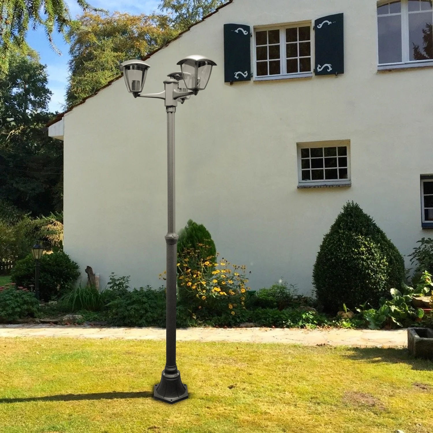 Farola Ronse Negra Plus IP44 3XE27