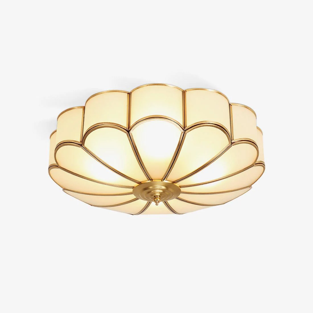 Tiffany Lámpara de Techo en Forma de Flor de Vidrio Esmerilado y Latón