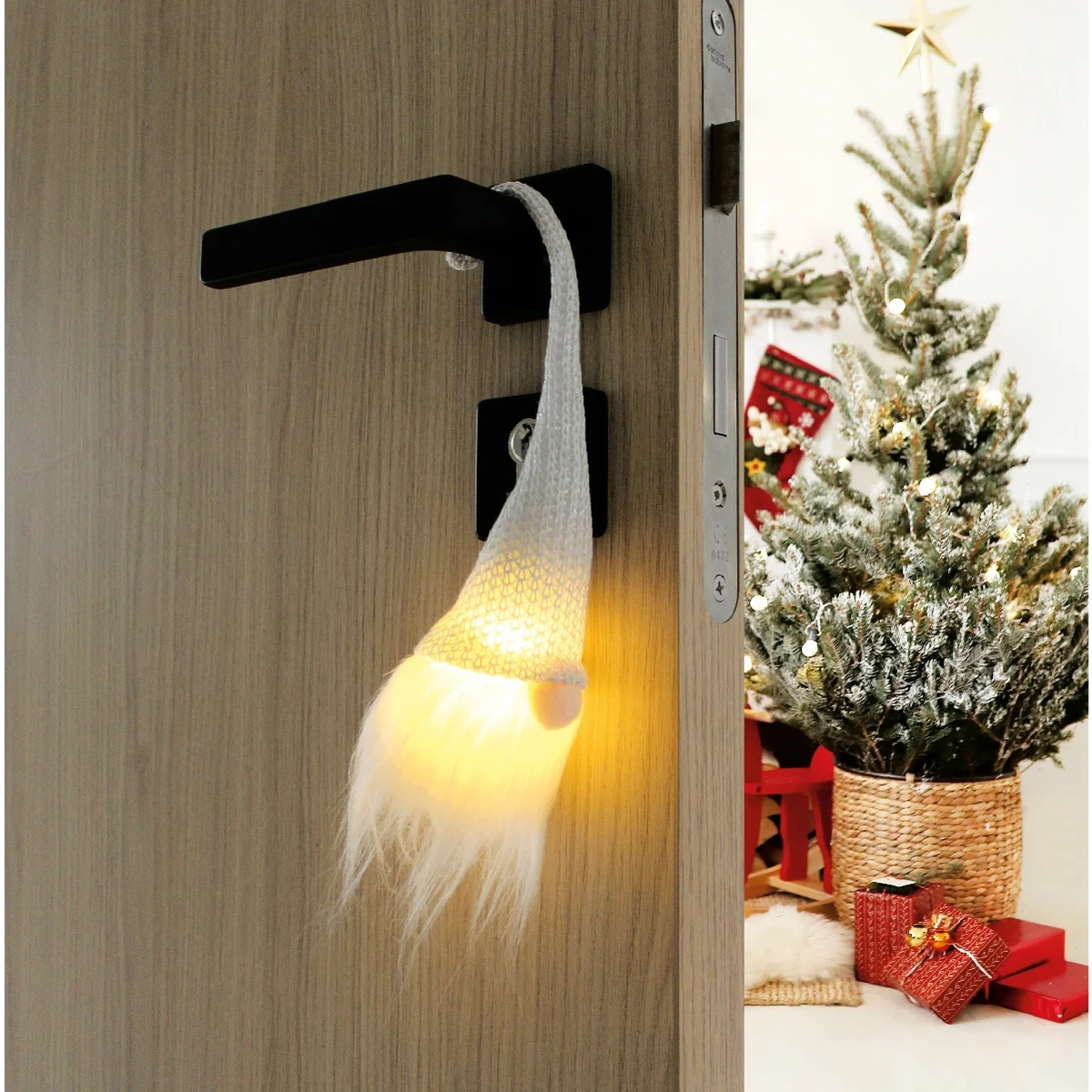 Gnomo de Navidad LED Colgante 260mm Gris 2xLR44