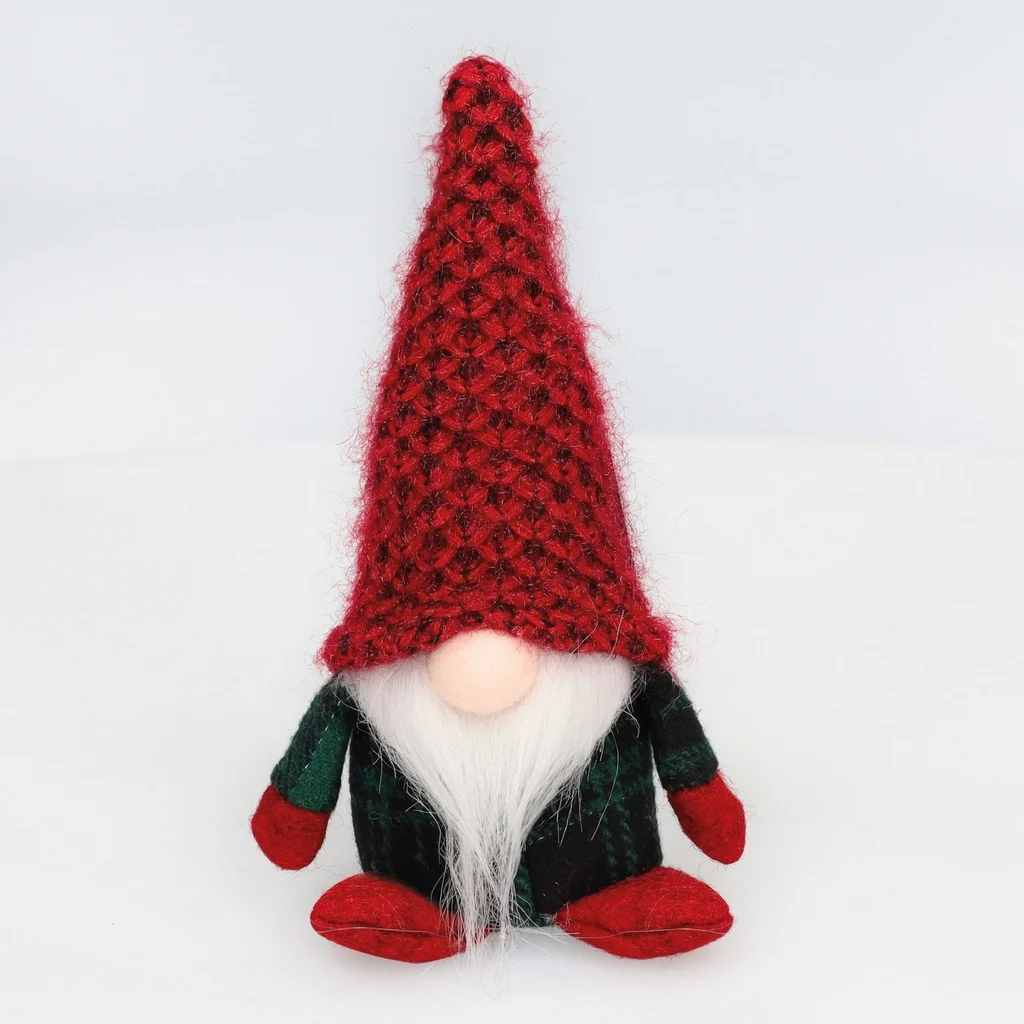Gnomo de Navidad Sentado 170mm Rojo y Verde