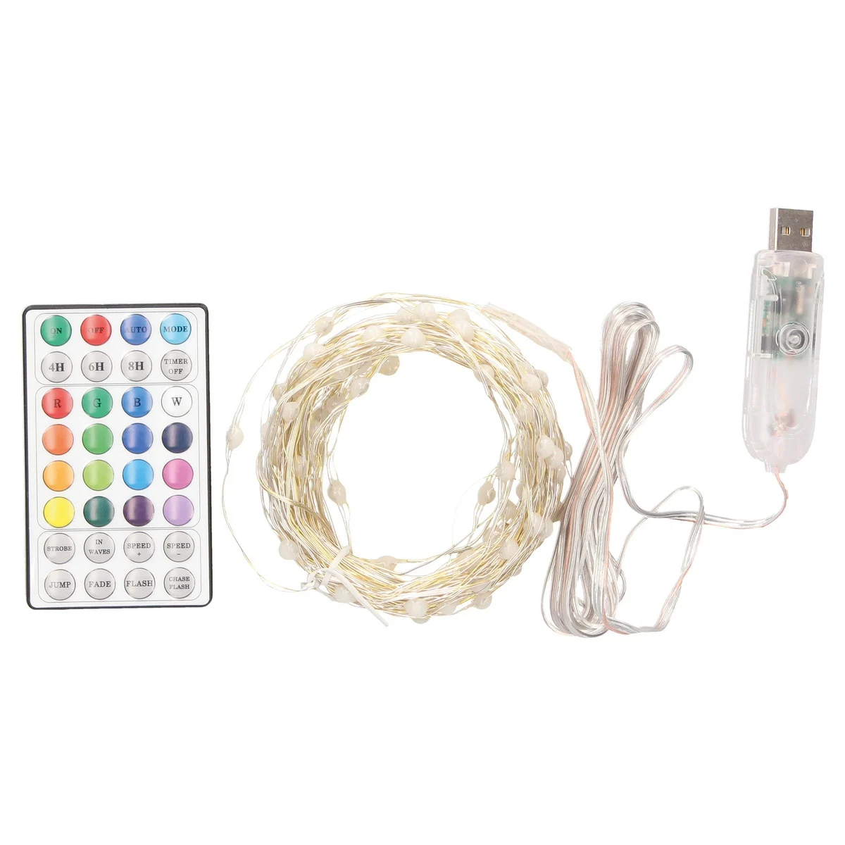 Guirnalda LED de Alambre 6W 10LEDs RGB IP20 USB + Mando 32 Funciones con Temporizador (9,9 Metros)