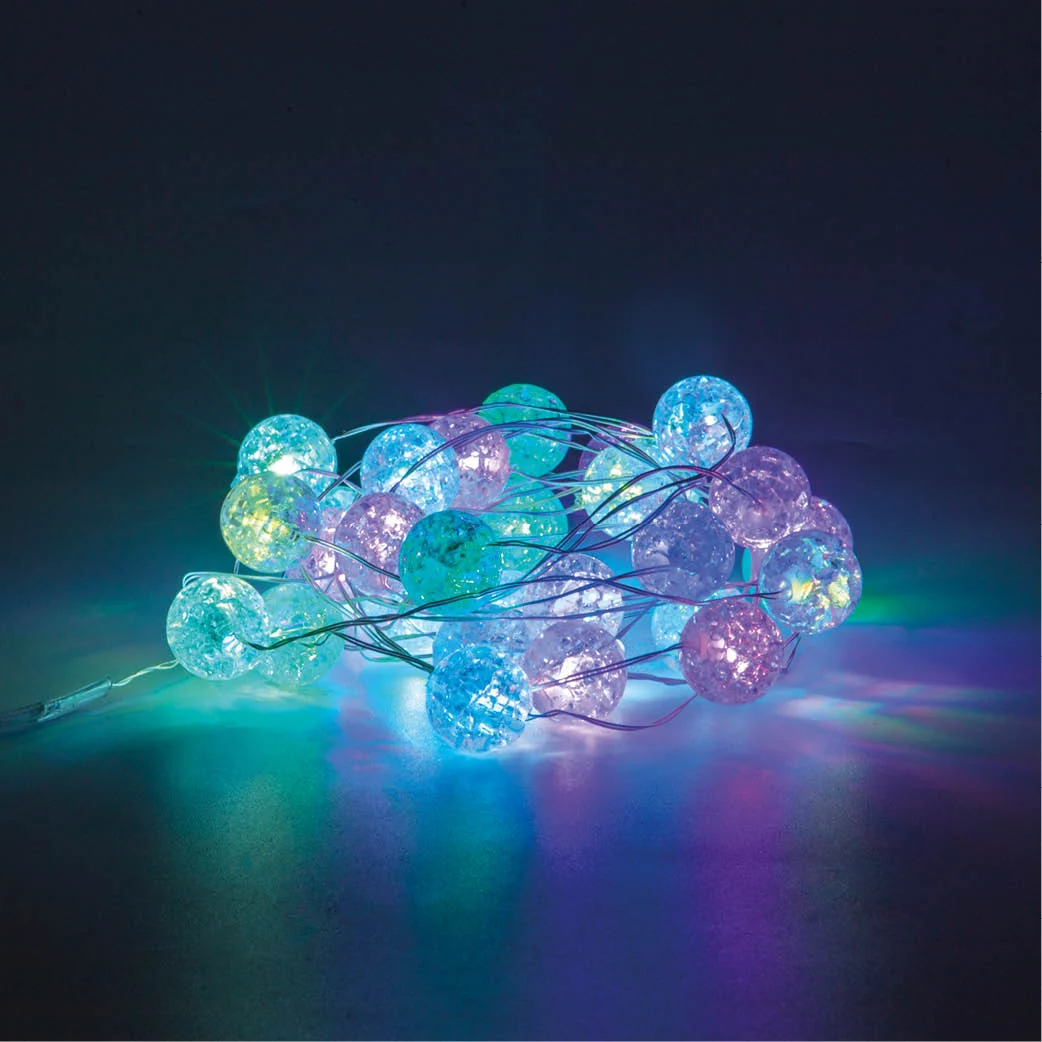 Guirnalda LED de Bolas Musical 6W 30LEDs RGB+6000K IP44 USB + Mando + Bluetooth + APP 24 Funciones con Temporizador (3 Metros)