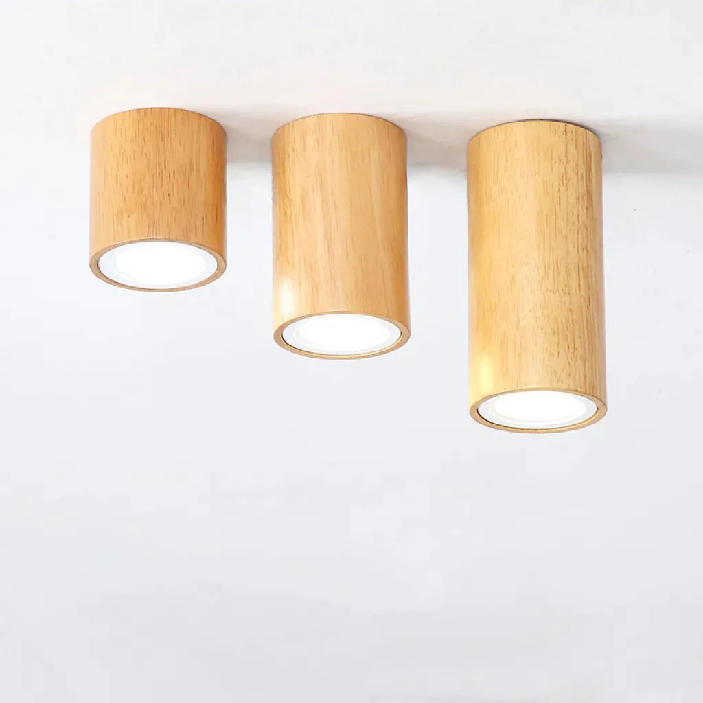Foco de superficie de madera cilíndrico LED nórdico para pasillo
