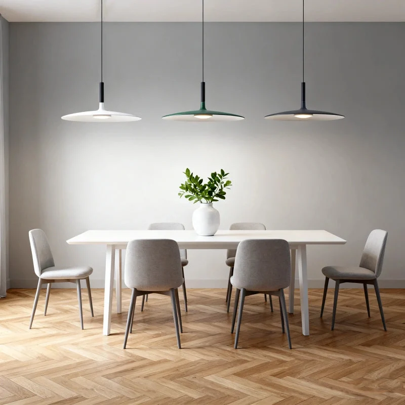 Lámpara colgante nórdica tipo plato LED regulable para comedor