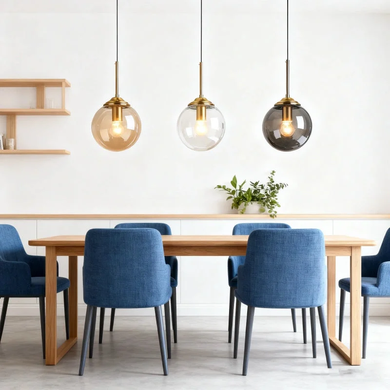 Lámpara colgante esfera de vidrio moderna LED altura regulable para comedor