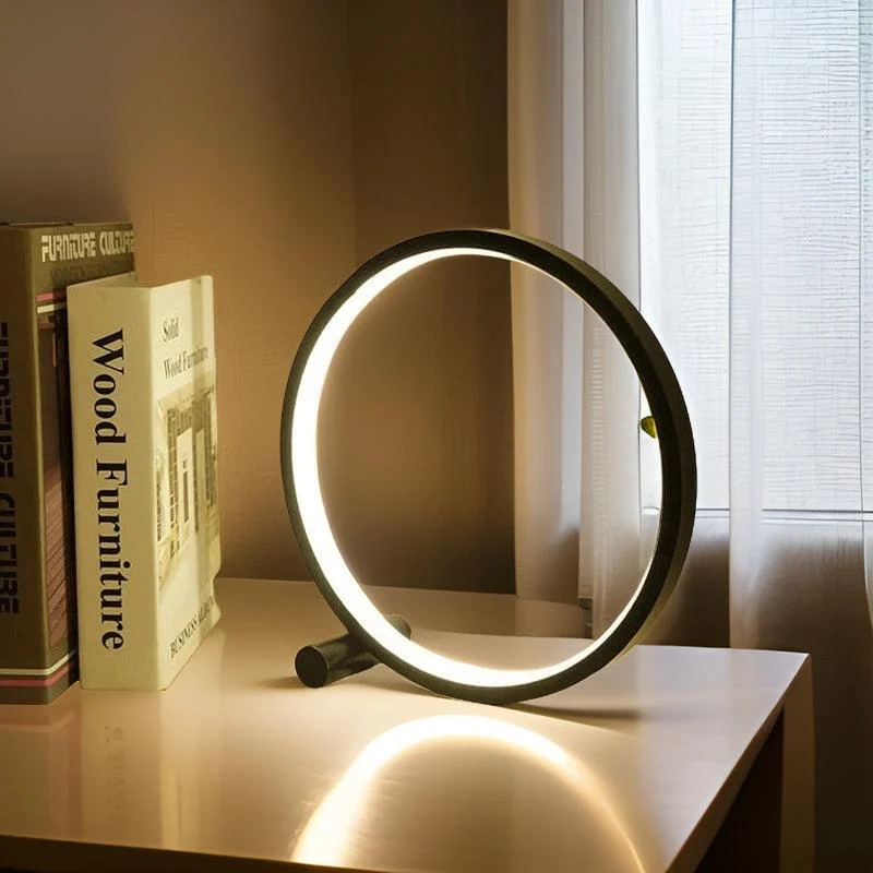 AuraCírculo - Lámpara de Mesa LED con Control Táctil Recargable con USB Negro Blanco 3000K 4500K 6000K