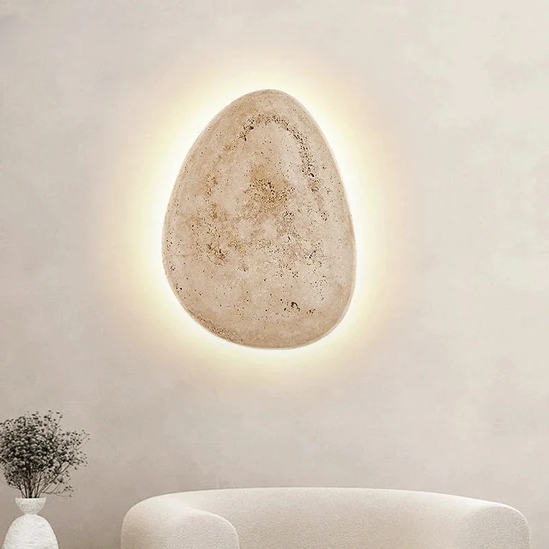 Auliro - Iluminación de Pared para Exterior de Travertino Natural - Lámpara LED Creativa para Jardín y Balcón