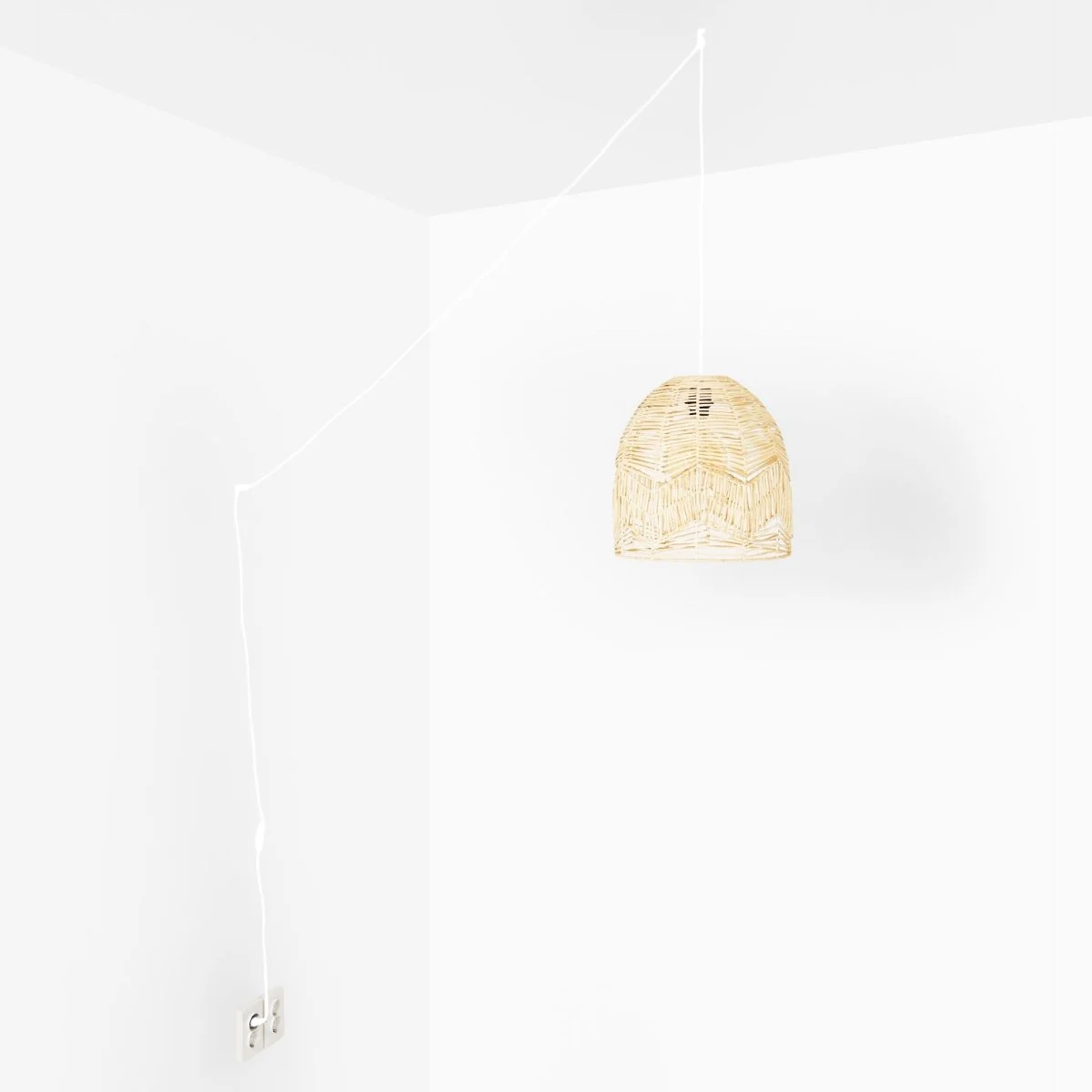 Lámpara colgante de mimbre "NORMA" - Ø35cm - Con interruptor y enchufe - E27