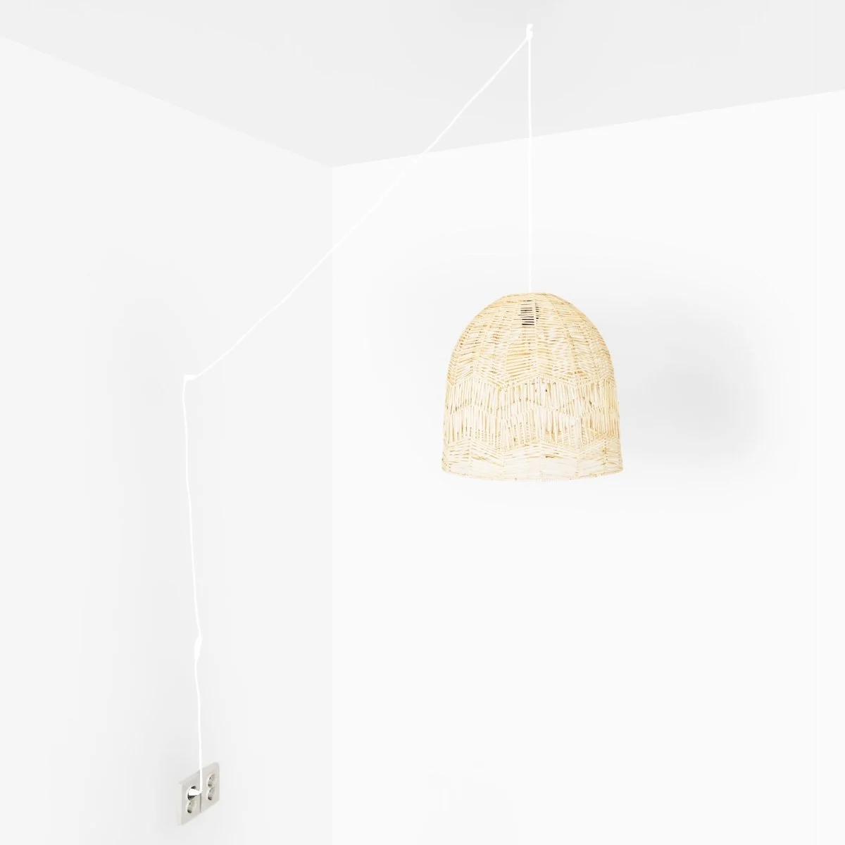 Lámpara colgante de mimbre "NORMA" - Ø45cm - Con interruptor y enchufe - E27