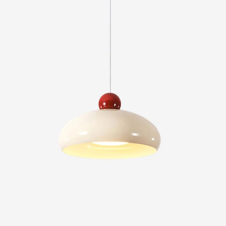 Lámpara Colgante Cúpula Pantalla Metal Blanco Rojo