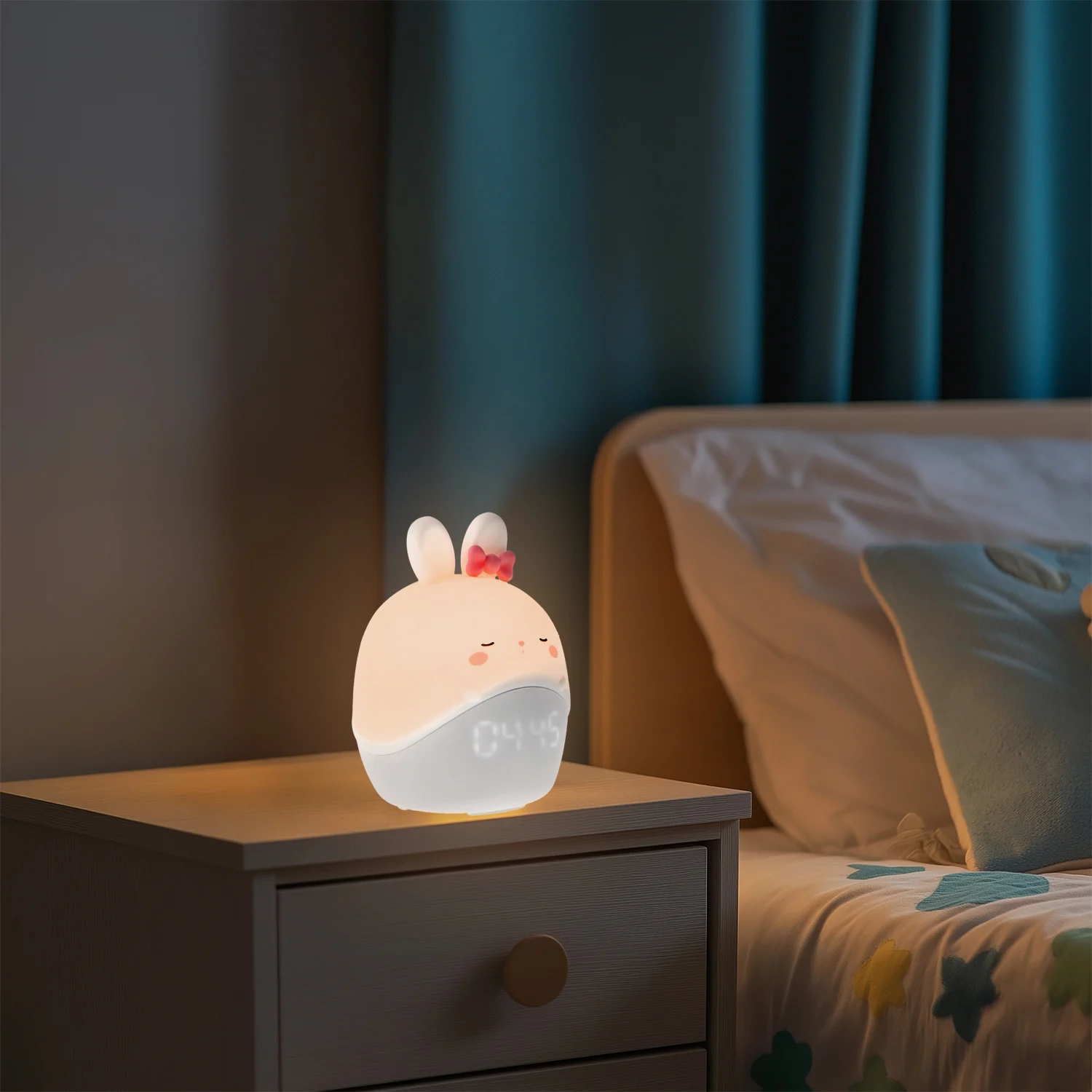 Despertador con Luz Quitamiedos Táctil Infantil LED 1.2W Rabbit Inalámbrico + Cargador USB