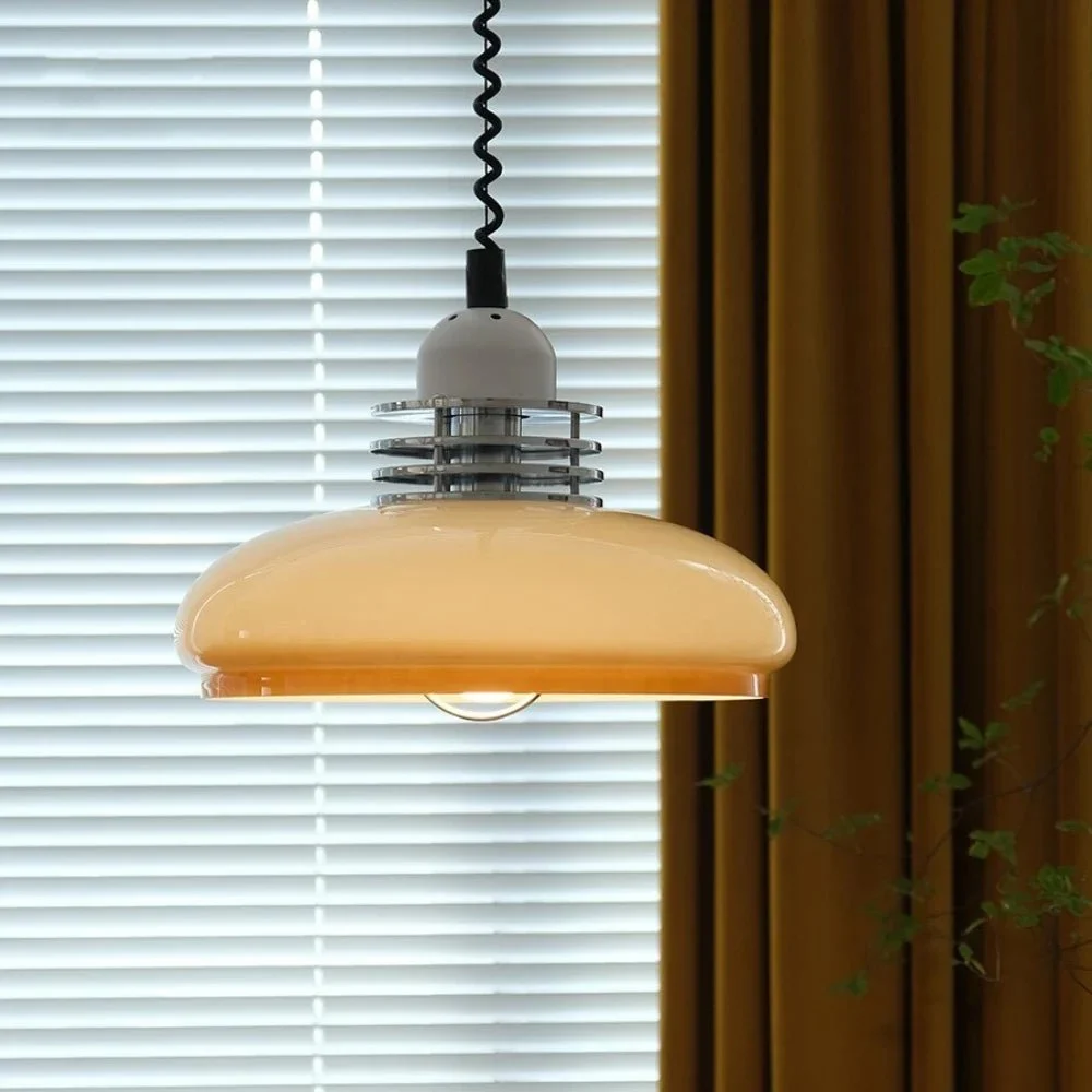 Nonea - Lámpara Colgante Bauhaus de Vidrio Naranja - 40W Diseño Moderno y Artístico - Lámparas de Techo Colgantes para Decoración