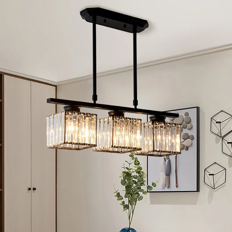 Elsa - Lámpara Colgante Cocina Estilo Art Deco de Vidrio y Hierro - Altura Ajustable para Isla de Cocina - Elegante y Funcional