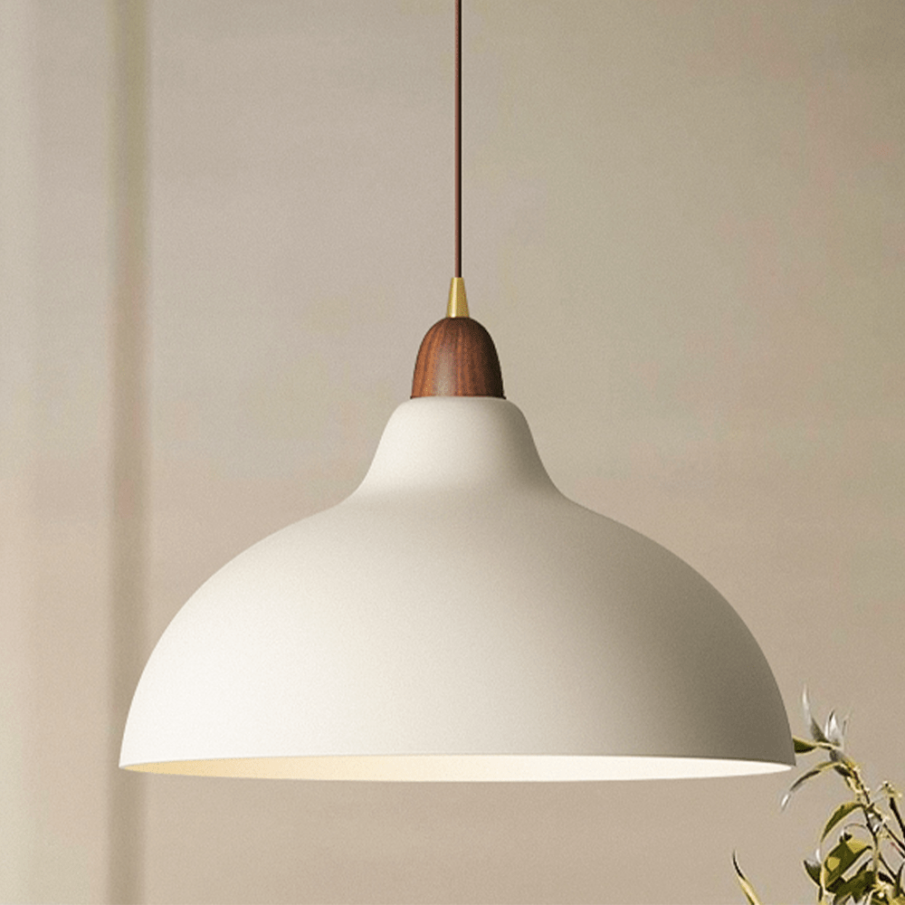 Orva - Lámpara Colgante Escandinava de Madera y Metal – Lámpara de Techo Moderna en Blanco y Negro - Altura Ajustable y Fácil Instalación