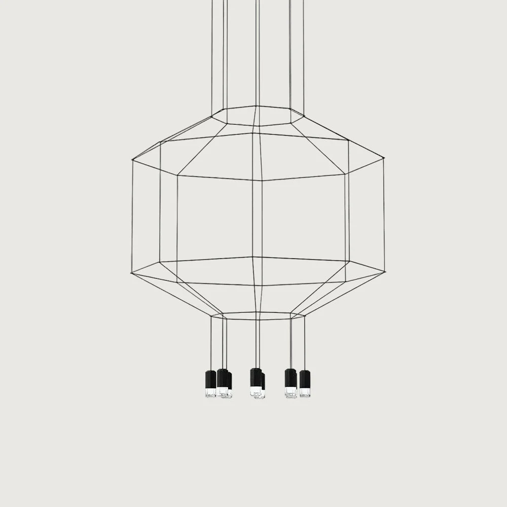 Quylor - Lámpara Araña Colgante Geométrica - Moderna de Techo con LED - Altura Ajustable - Diseño Transparente y Eficiente para Interiores