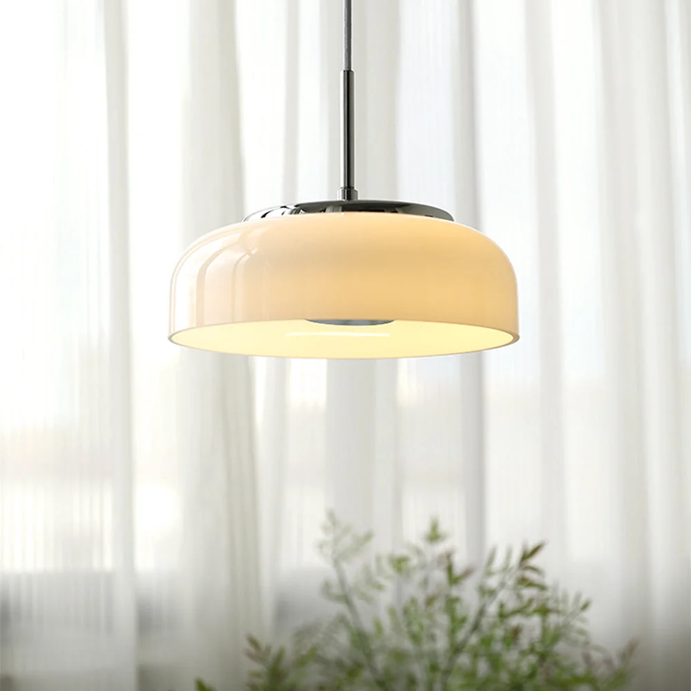 Ivela - Lámpara Colgante Blanco LED de Vidrio Estilo Nórdico Bauhaus – Diseño Minimalista y Elegante