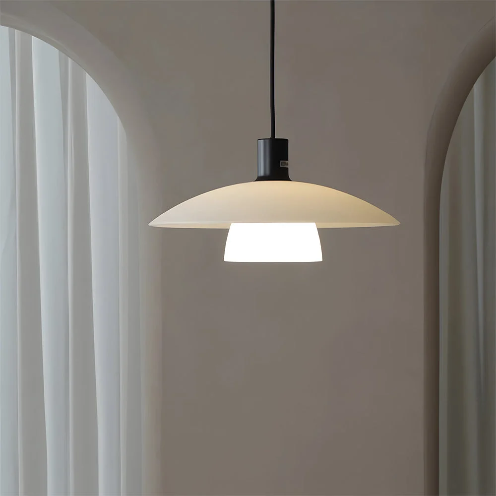 Luda - Lámpara Colgante Minimalista de Vidrio Blanco para Sala de Estar – Diseño Elegante y Moderno