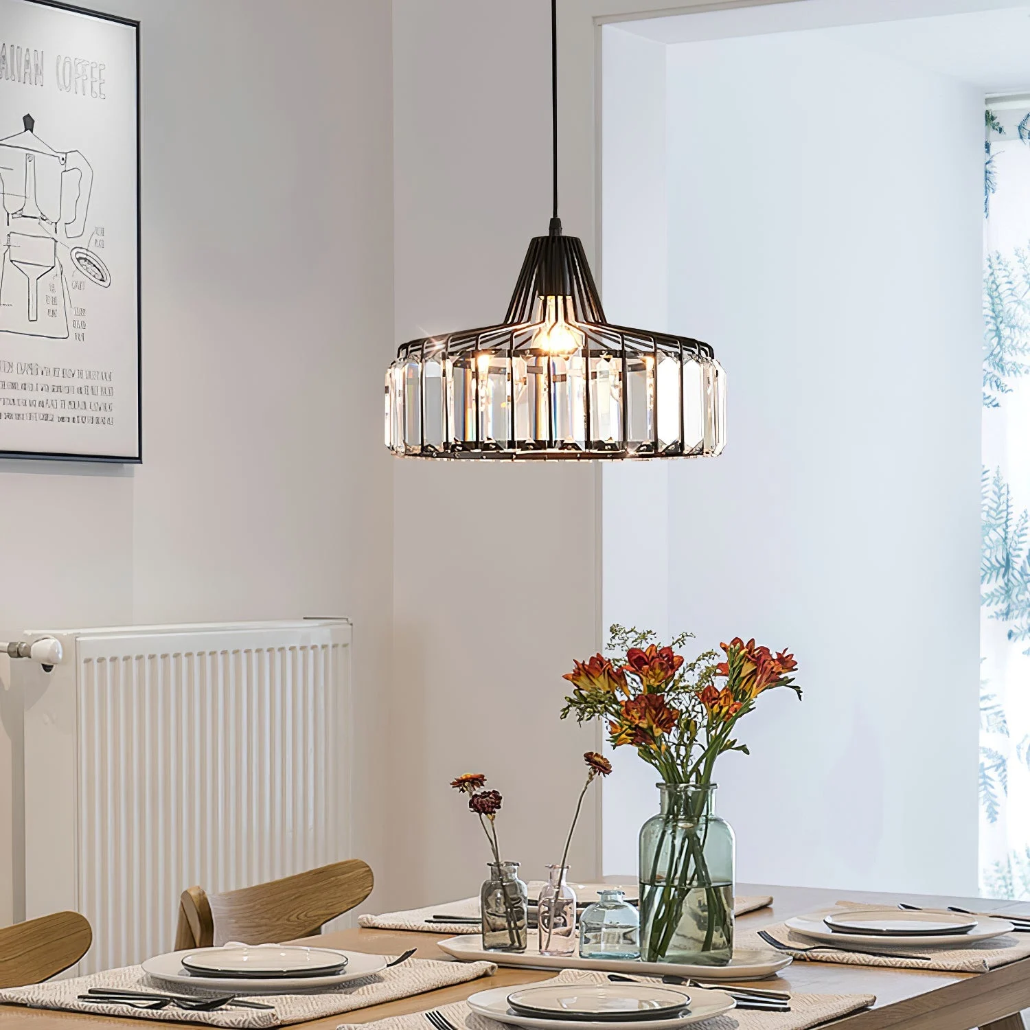 Arza - Lámpara Colgante Moderna de Cristal Negro con Acabado Elegante y Diseño Sofisticado