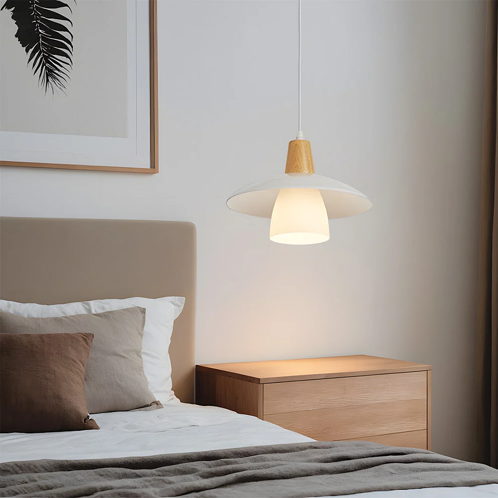 Arvela - Lámpara Colgante Moderna de Vidrio Blanco para Techo - Diseño Contemporáneo Ideal para Dormitorios y Salas de Estar
