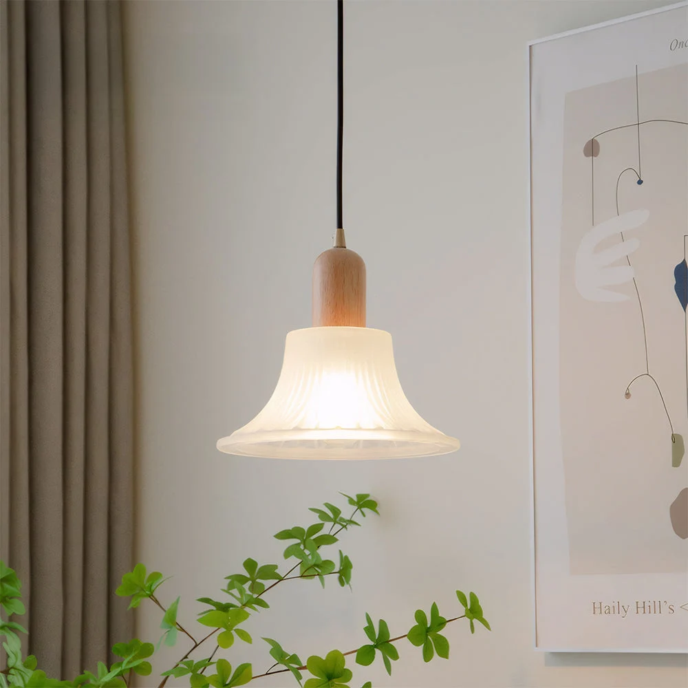 Talia - Lámpara Colgante Retro de Vidrio para Dormitorio y Sala de Estar – Diseño Acogedor y Pantalla Cálida - Longitud de Cable 150 cm