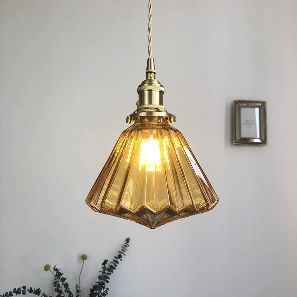 Lomira - Lámpara Colgante de Cristal y Latón para Cocina – Elegante y Moderna