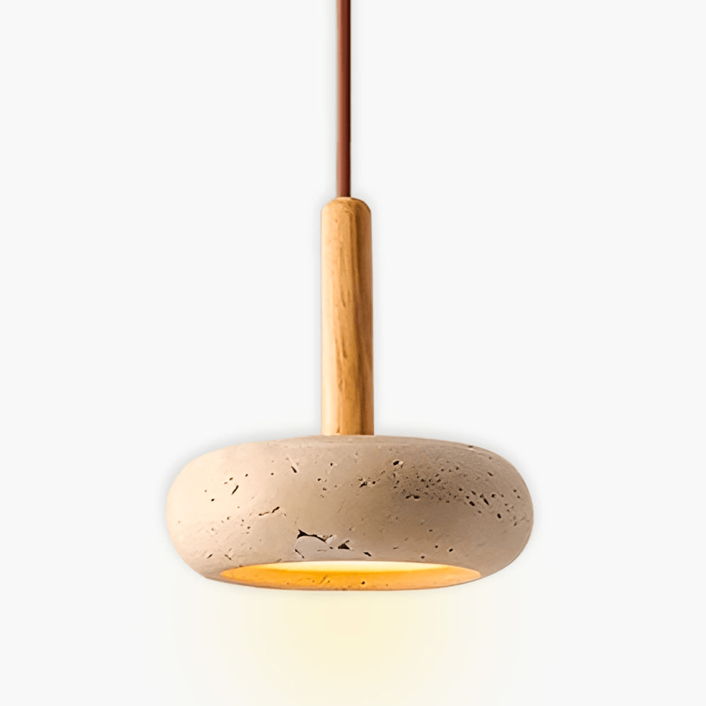 Orina - Lámpara Colgante de Travertino Amarillo – Diseño Orgánico para Decoración Interior