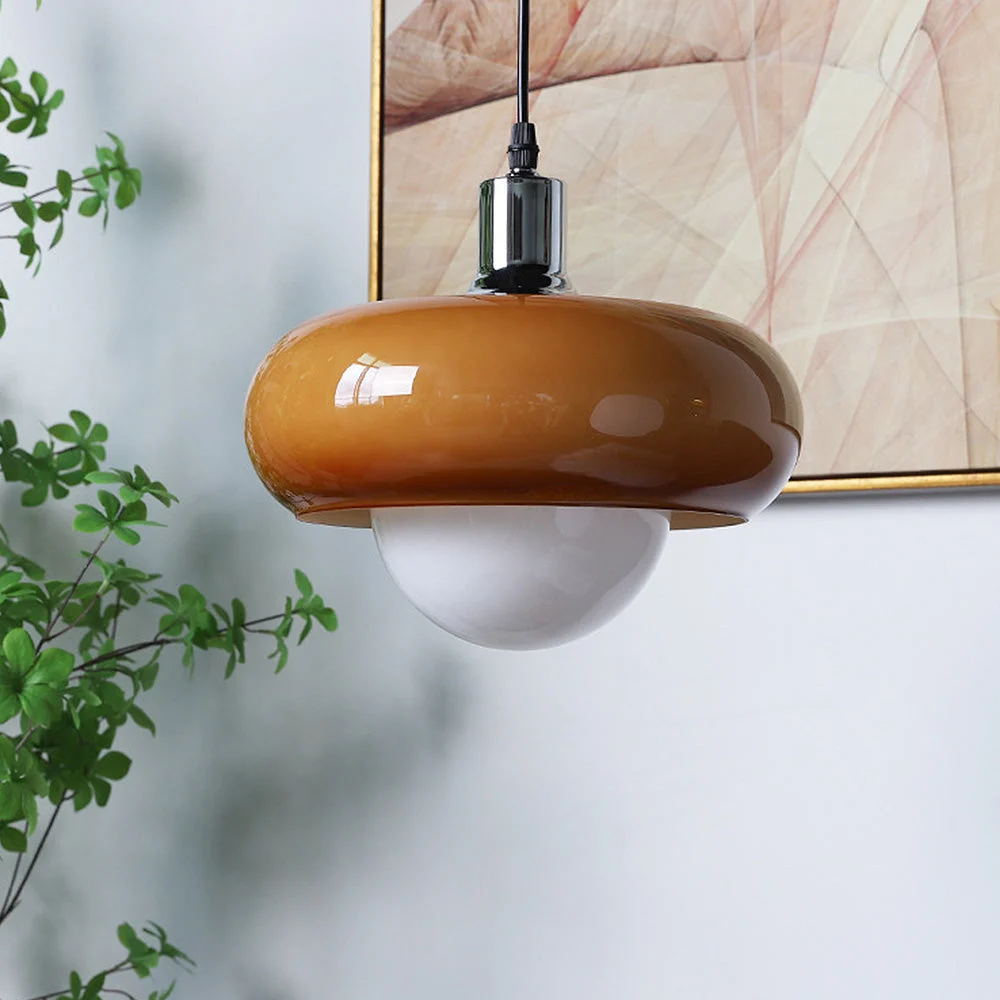 Arsa - Lámpara Colgante de Vidrio Ámbar con Diseño Dome - Lámpara de Techo Moderna para Comedor y Sala de Estar