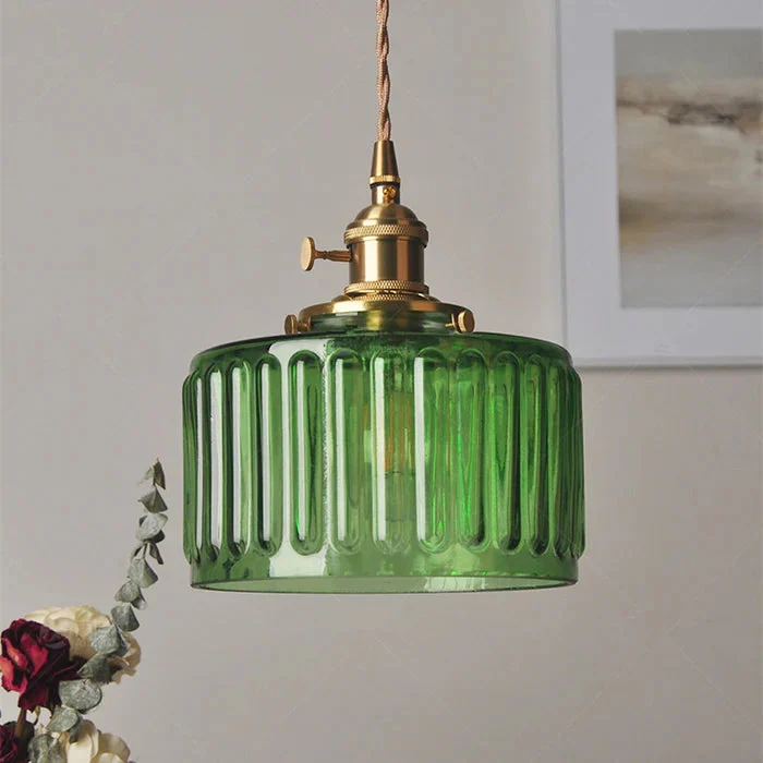 Tinara - Lámpara Colgante de Vidrio Cilíndrica Vintage con Diseño Elegante y Luz Cálida