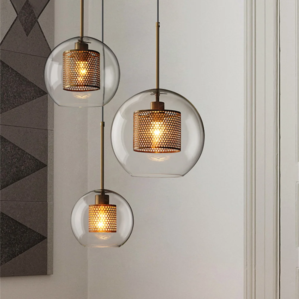 Edera - Lámpara Colgante de Vidrio Moderno con Acabado en Oro y Plata – Longitud Ajustable 150cm