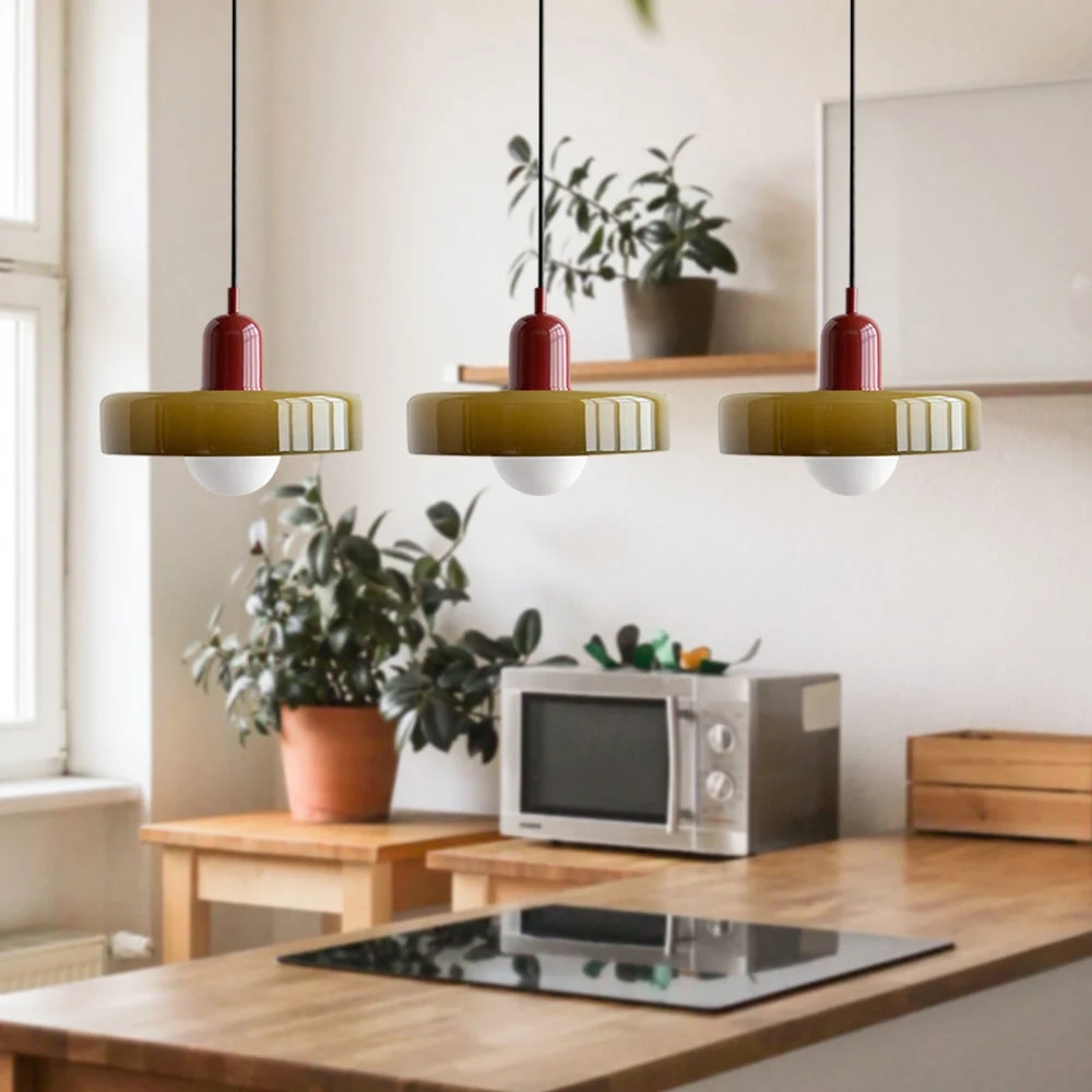 Inara - Lámpara Colgante de Vidrio Moderno de 3 Cabezas – Decoración Minimalista para Comedor y Sala de Estar